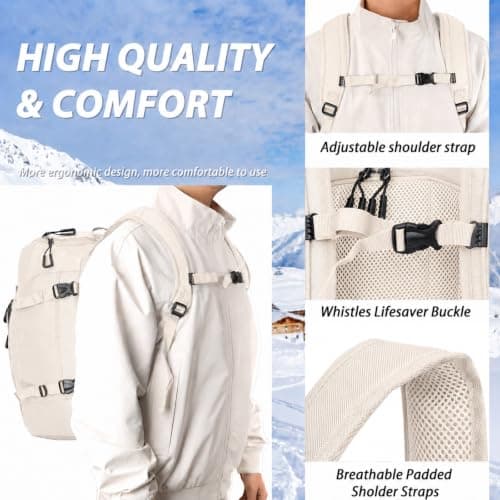 Goloni 50L Ski Backpack, Water‑Resistant Ski Boot Bag,Beige — view 6