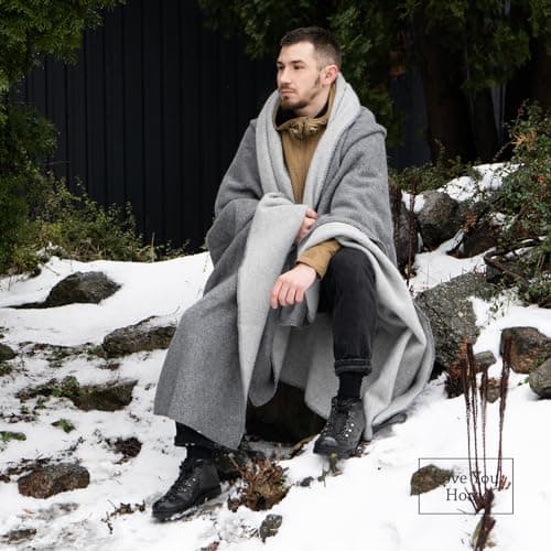 Merino Wool Outdoor Blanket, Camping & Travel Reversible Throw, 51 x 67 in — view 4