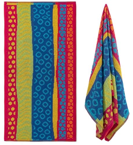 Adore Jacquard Cotton Rich Beach Towel 75 x 150cm - Geometric Multicolour