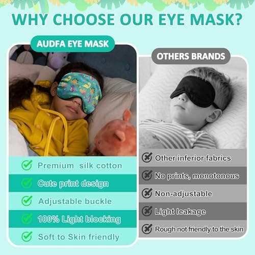 2 Pack Sleep Mask for Kids, Eye Mask for Sleeping, Cute Cartoon Sleeping Eyemask with Adjustable Strap, Blackout Eyeshade for Kids Teen Blindfold for Home Travel Nap Party Use — view 4
