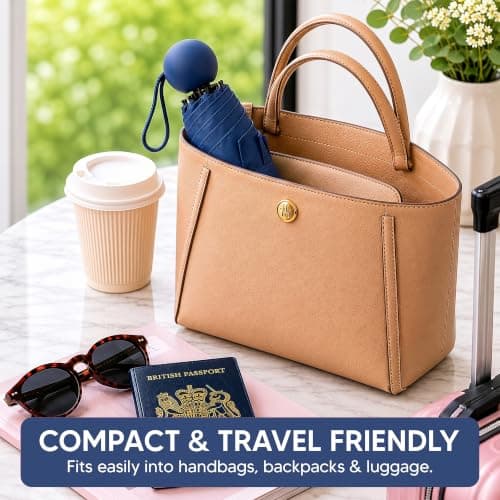 BMLIMITED BML Dark Blue Mini Folding Travel Umbrella Windproof Lightweight Portable Compact Pocket Umbrella for Men and Women Rain and Sun Protection with UV Protection — view 6