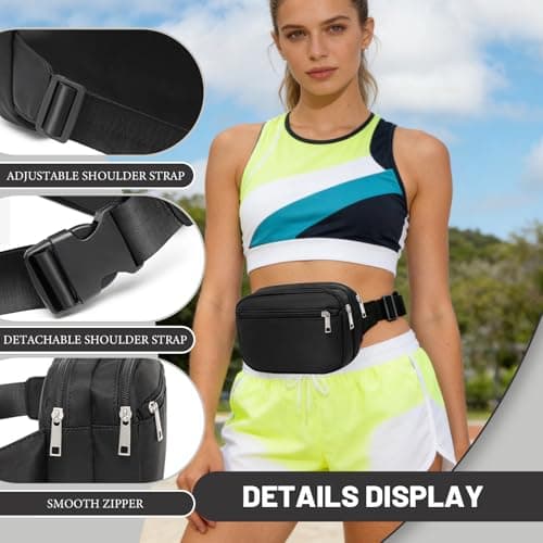 Bumbag Large Fanny Pack Fanny Pack with Adjustable Straps Bum Bags Men Women Crossbody Chest Bag with Multi Pockets Running Belt Bag for Outdoors Workout Hiking Gifts for Men Women (White) — view 6