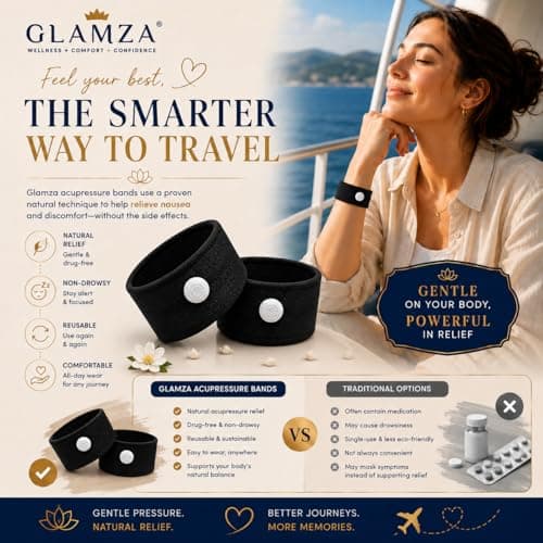 Anti-Sickness Travel Bands - Acupressure Wristbands for Motion Sickness and Nausea Relief (X5 Pairs (Black)) — view 6