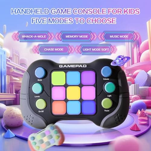 Kids Handheld Games, Upgraded Flashing Quick Press Games Pro for Kids, Speed Push Light Up Fidget Game, Educational Handheld Console Gamepad Toy for Boys, Girls Gifts — view 2