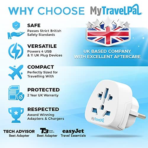 MyTravelPal World to EU Travel Adapter (2 Pack) | UK Safety Standards — view 5