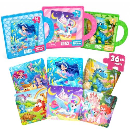 Magnetic Puzzle for Kids 3-8 – 36pcs Kid Travel Puzzle with Carry Handle