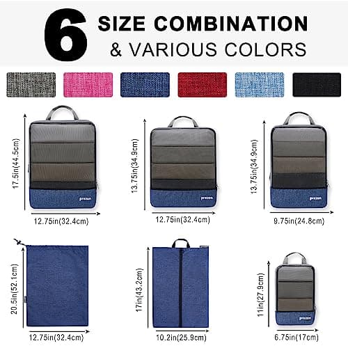 Prezon Compression Packing Cubes with Travel Shoes Bag and Laundry Bag, Luggage Organiser Set, Extensible Suitcase Organiser, Packing Organisers for Suitcases, Packing Cubes for Travel or Storage — view 4