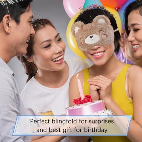 FUNAUPGO Cute Capybara Sleep Mask Eye Mask Animal Sleeping Mask Soft Plush Blindfold Travel Eye Cover Eyeshade for Kids Adults Girls Boys Women Men (Capybara, Beige) — view 5