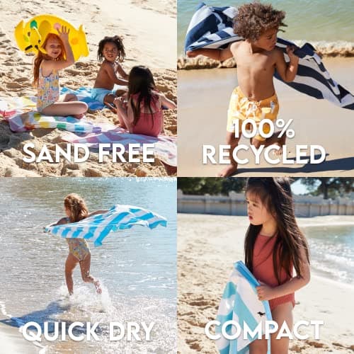 Dock & Bay Kid's Towel - For Beach Use - Quick Dry, Sand Free - Compact, Lightweight - 100% Recycled - Includes Bag - Cabana - Whitsunday Blue, Medium (130x70cm, 51x28) — view 3