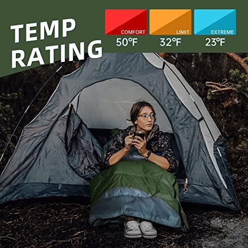 BISINNA 0 Degree Winter Sleeping Bags(480GSM) for Adults-Cold Weather Camping Sleeping Bag-Comfortable Warm Portable Sleeping Bags with Pillow Compression Sack for Backpacking Hiking Outdoor — view 3