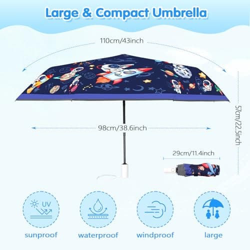 Kids Folding Umbrella, Windproof Automatic Travel Umbrella for Boys Space — view 4