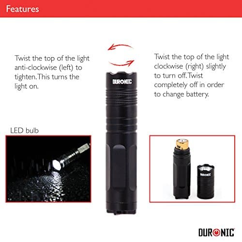 Duronic LED Torch Flashlight Super Bright RFL131AA Compact Charger Cable with UK EU & US Plug Adapters — view 4