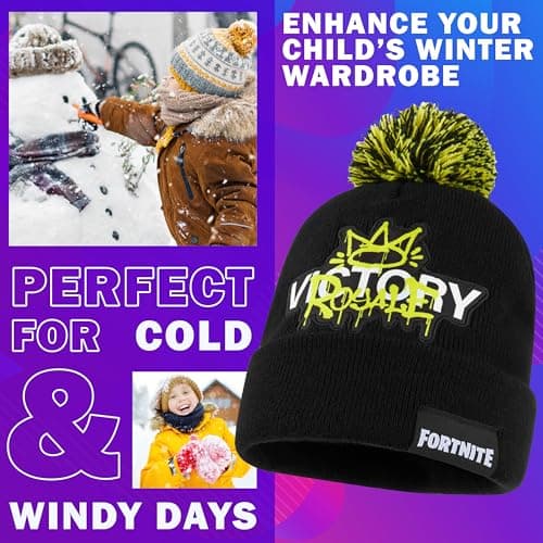 Fortnite Beanie Hat for Boys & Teens, Warm Knitted Winter Hat, Winter Accessories for School Travel Days Out, Gifts for Gamers (6-14 Years, Black/Yellow) — view 3