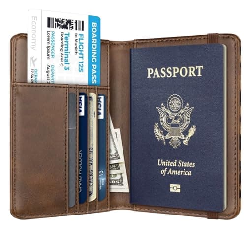 Passport Holder Cover Travel RFID Blocking Passport Cover Rose Gold Cute Flowers Passport Wallet with Elastic Band for Women, Leopard, 5.5 x 3.93 x 0.6 inches, Casual — view 2