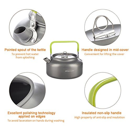 OVERMONT 1.2L Ultralight Camping Kettle Cookware Set Outdoor Cooking Mess Kit Pots Pans Portable for Backpacking Hiking Trekking Picnic Fishing Mountaineering — view 2