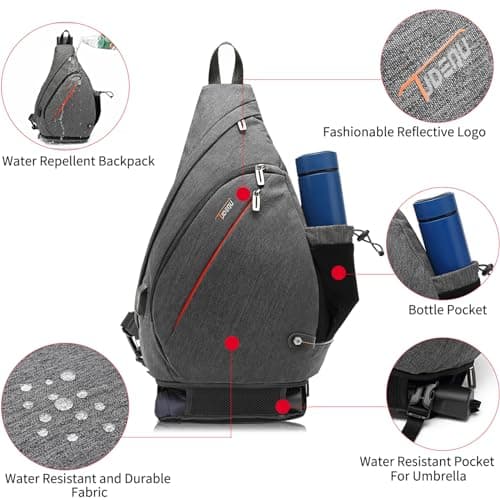 TUDEQU Large Sling Bag for Men 19L, Crossbody Backpack with 8 Pockets — view 4