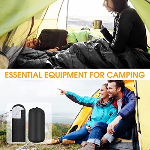 Macarrie 10 Pcs Bulk Sleeping Bags for Adults 0 Degree Waterproof Emergency Sleeping Bags with Compression Sack for Camping Hiking Backpacking Outdoor Activities(Black) — view 2
