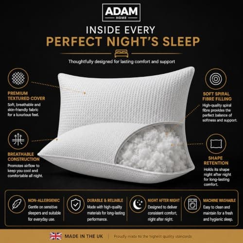Adam Home Breathable Pillows 6 Pack Hotel Quality | Bouncy Support Side Sleeper Pillow for Neck, Back & Shoulder Pain Relief & Anti dust mite, Standard Size Bed Pillows — view 2