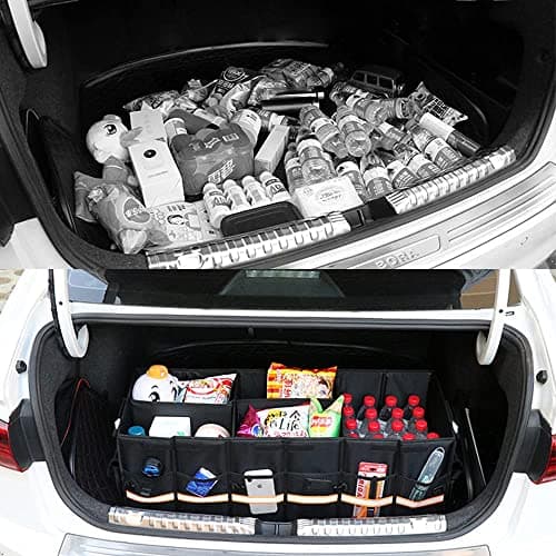SOREIA Collapsible Car Trunk Organizer with Reflective Strips, Durable 1680D Oxford Fabric, Large Capacity Storage Bin with Aluminum Handles, Anti-Slip Bottom Black Small (S: 35 * 35 * 30cm) — view 5