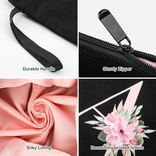 Vavabox 2Pcs Initial Toiletry Bags Set Birthday Gifts for Women (J, Black) — view 3