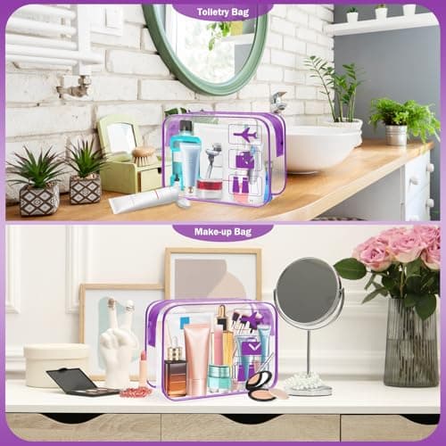 Clear Travel Toiletries Bag 2 Pack TSA Approved Airport Security Liquid Bag — view 6