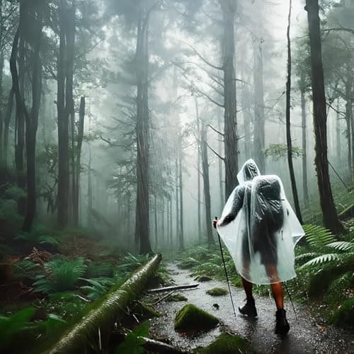 Rain Ponchos for Adults, 5‑Pack Disposable Clear Rainwear with Hood — view 5