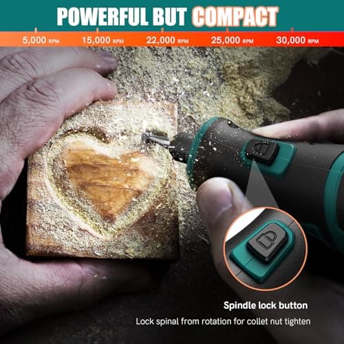 NEU MASTER 8V Cordless Rotary Multi Tool Kit, 5-Speed Mini Rotary Tool with 117 Accessories, Type-C, 30000RPM, Electric Rotary for DIY Crafts, Engraving, Sanding, Polishing & Pet Nail Grooming — view 2