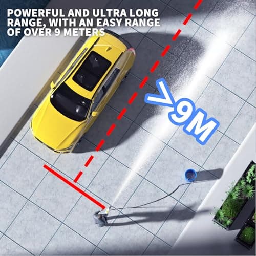 Battery Cordless Car High Pressure Washer Jet Water Wash Cleaner Gun Portable with 2pcs Li-Ion Battery, Charger, Adjustable Nozzle, Accessories, 2 quick release couplings and 5M+25CM Hose — view 4