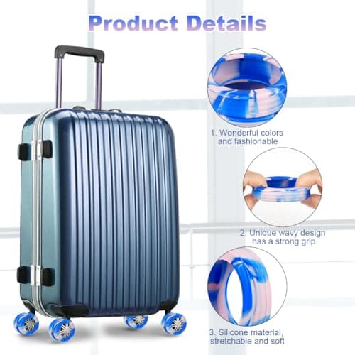 flintronic Luggage Wheel Protector, 8PCS Silicone Suitcase Wheel Covers, Reduce Noise Luggage Wheels Sleeve, Anti Scratch Luggage Wheel Protector for Most Suitcases — view 3