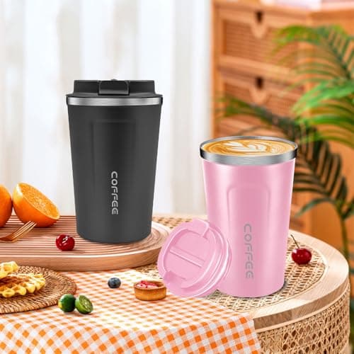 4 Pack Travel Coffee Mugs, 380ml Reusable Insulated Mug with Leakproof Lid — view 5