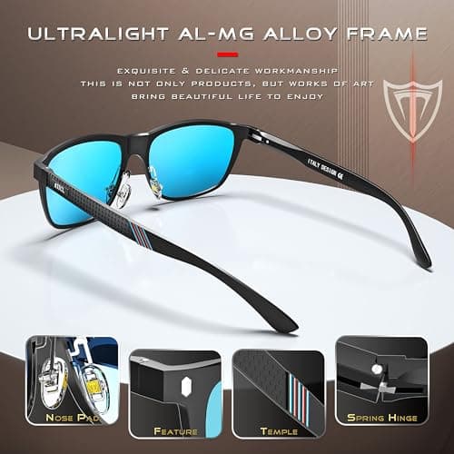 ATTCL Driving Polarised Sunglasses Mens UV400 Protection AL-MG Metal Square — view 4