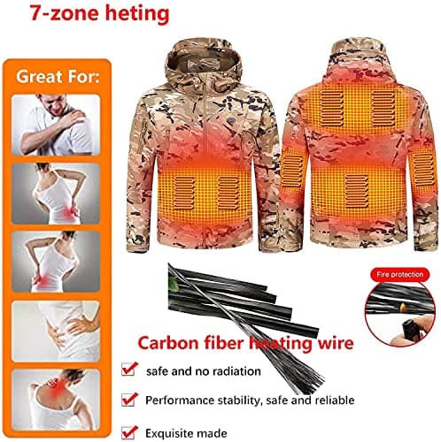 ZLYJ Camouflage Heated Jacket for Men Woman with Mobile Power, Electric Warm Heating Coat Hunting Hiking A,XL — view 3