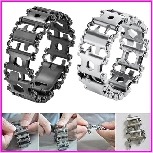 Multifunction Tool Bracelet, Stainless Steel Multitool with 29 Tools, Outdoor Camping Hiking Emergency Kit, 1.0 Grams, Silver — view 2