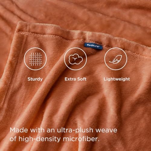 Bedsure Fleece Throw Blanket for Bed - Flannel Fleece, Orange, 150x200 cm — view 3