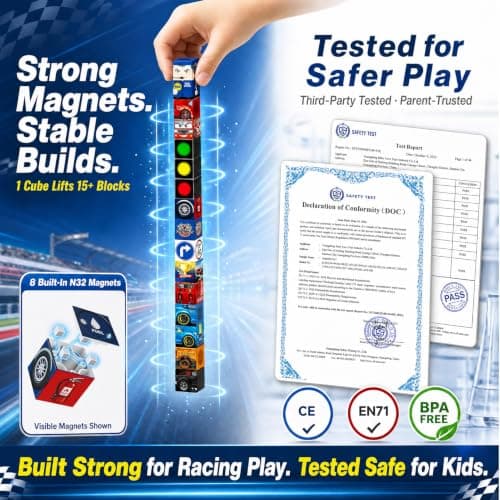 Magnetic Blocks Boys Travel: 48PCS Racing Travel Set with Iron Box — view 6