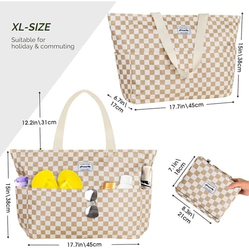 HOMESPON Large Waterproof Beach Bag for Women, Zippered Pool Tote — view 5