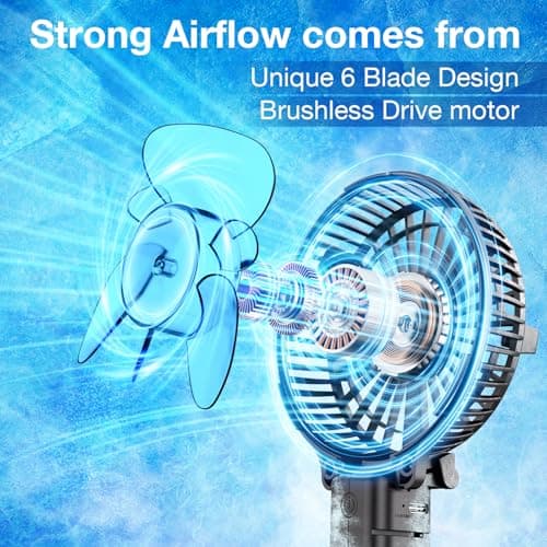 VersionTech Hand Held Fan,Portable Handheld USB Rechargeable Fans with 3 Speeds,Battery Operated Electric Powered Mini Foldable Desk Desktop Fans for Home Office Ceiling Travel Black — view 2