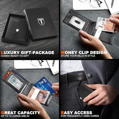 TEEHON Mens Wallets - Slim Wallets for Men UK with RFID Blocking & Gift Box — view 5