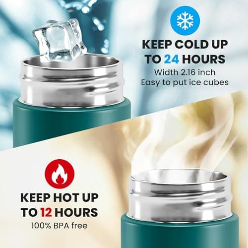 Tea & Fruit Infuser Water Bottle + Strainer + BPA-Free Fruit Insert | Vacuum Insulated 450ml Stainless Steel Flask | Portable Tea & Coffee Tumbler: Office, Outdoor, School, Sports, Bike - Teal — view 3