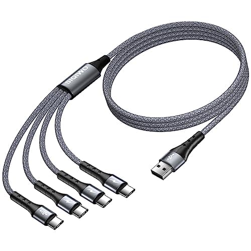 SIQIWO 4 in 1 USB C Charger Cable, 3A Fast Charging Type C Cord 1.2M Grey