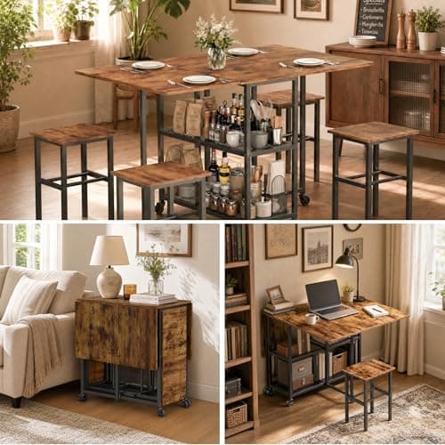 Mondeer Folding Space-Saving Dining Table and Chairs Set 4 — view 2