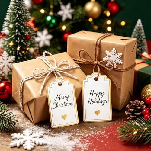 Dmnnlp 100pcs Gift Tags with String, Foil Gold Heart Paper Gift Tags, 5x9cm Personliazed White Blank Labels for Birthday Wedding Baby Shower Valentines Mothers Day Christmas Decoration — view 5
