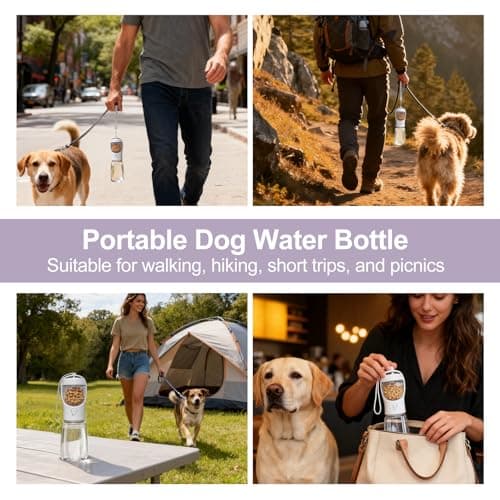 Dog Water Bottle Portable 3in1 Water Bottle with Food Container for Dogs — view 2