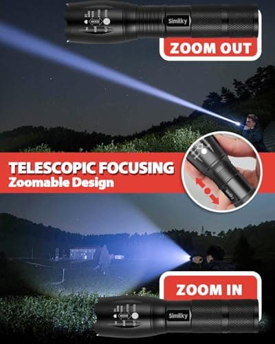 SIMILKY 3Pack Torches Led Super Bright, Hand Led Torch 1200 Lumen, Powerful Torches Battery Powered Water Resistant 5 Modes Tactical Torch for Camping (4 Pack) — view 3