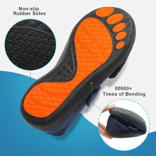 JOINFREE Womens Extra Wide Fit Walking Shoes Mary Jane Navy Blue — view 6
