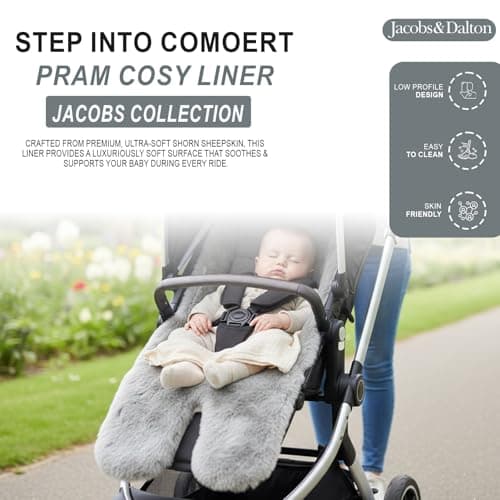 Shorn Sheepskin Pram Liner – Universal Fit Prams, Strollers, Buggies & Car Seats – Soft Natural Wool Cushioning with 3 Harness Slots – Breathable Temperature Regulating Baby Pram Insert - Natural — view 2