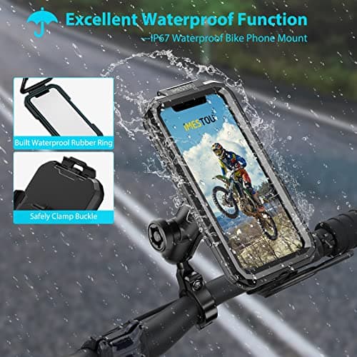 iMESTOU Waterproof Motorcycle Ball Phone Mount for 5.5"-6.8" Phones (L) — view 2