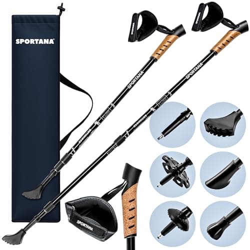 SPORTANA® Telescopic Walking Pole, Trekking Pole & Hiking Stick, Grey — view 2