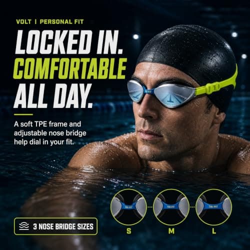 Award-Winning Swimming Goggles | Advanced Anti Fog Treated Lenses | 100% UVA/UVB Protection | 3D Construction | Adjustable Nose Bridge | Scratch Resistant | 180-degree view | Designed For Men & Women — view 4