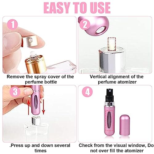Movstriker 4PCS Perfume Atomizer Bottle, 5ML Travel Atomiser Refillable Mini Spray Bottles, Portable Bottle Empty Cologne Dispenser for Holiday and Outdoor Activities — view 5